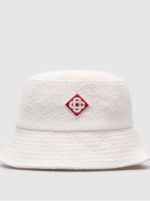 Casablanca Off White Terry Cloth Bucket Hat With Red Logo Patch Sz M/L